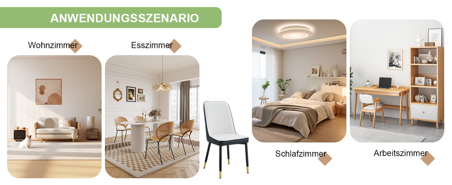 OKWISH Dining Chair with PU Leather Seat and Metal Legs