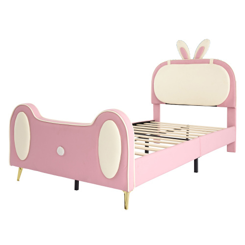 Kinderbett mit weichem Kaninchenkopfteil-OKWISH
