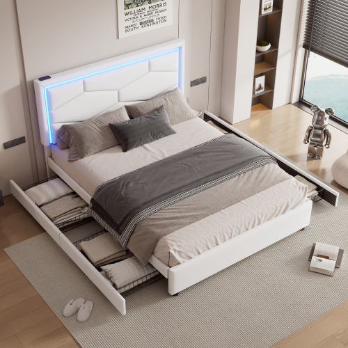 Polsterbett mit beleuchtetem Lattenrost-OKWISH