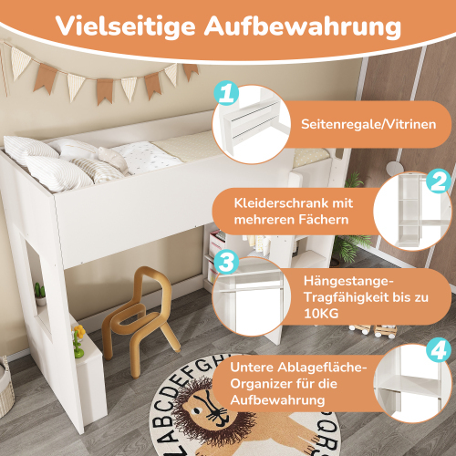 Multifunktionales Drei-in-Eins-Hochbett für Einzelbett-OKWISH