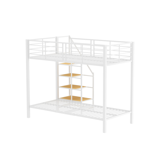 Etagenbett aus Eisen  Aufbewahrungstreppe, hohes Geländer, Doppelbett, Jugendbett, Kinderbett,