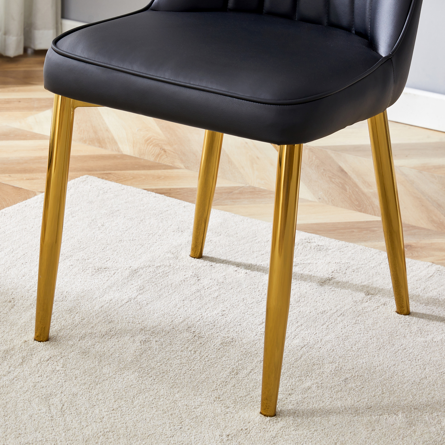 OKWISH Black Dining Chair with Gold Metal Legs