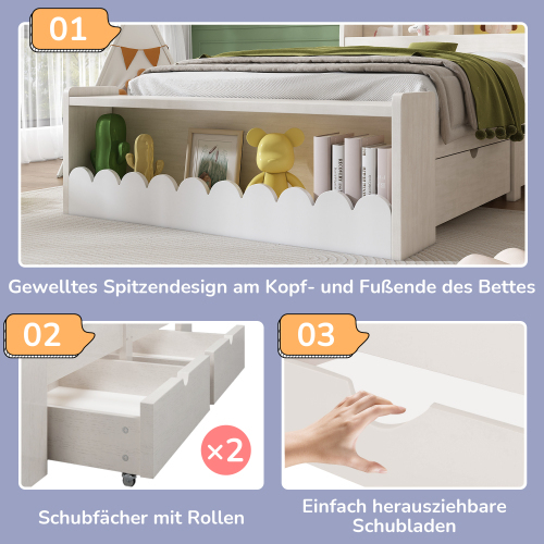 Einzelbett für Kinder mit Stauraum-OKWISH