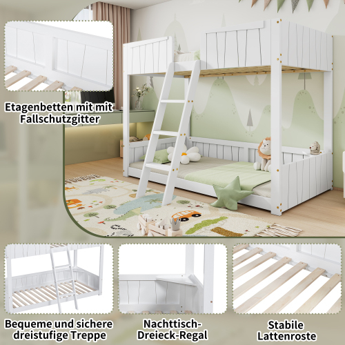 Massives Lattenrostbett mit offenem Regal-OKWISH