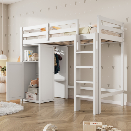 Kinderbett Hochbett mit Schrankrahmenbett-OKWISH