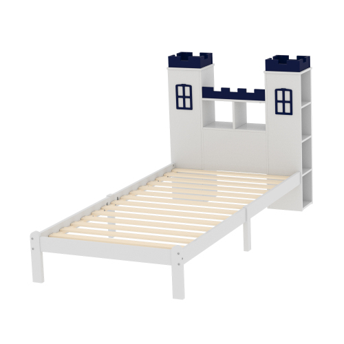 assivholzbett 90x200, Burgform, mehrere Ablagefächer, Lattenrost, Kinderbett, Jugendbett, Einzelbett