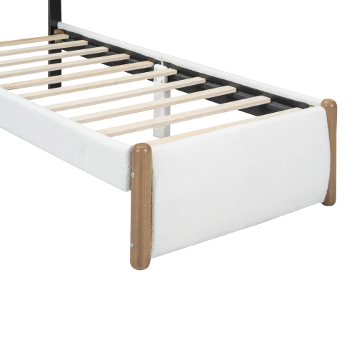 90*200cm Flachbett, Polsterbett, Kinderbett, weißes Kopfteil, minimalistisches Styling