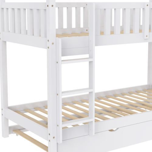 Hausbett Kinderbett Jugendbett, drei Betten, Ausziehbar, Platzsparendes Design