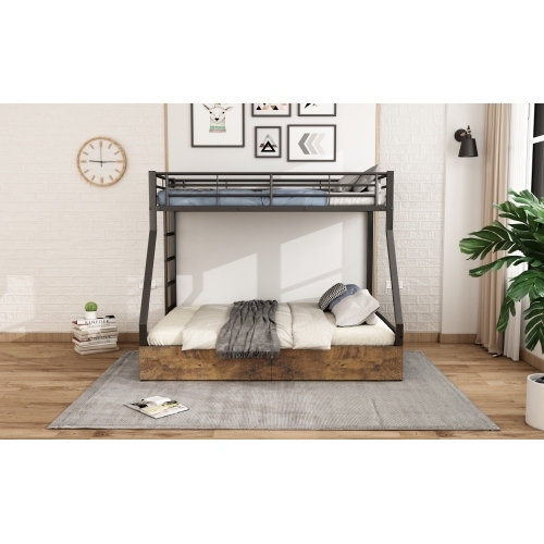 Eisenbett, Etagenbett, Geeignet für Kinder und Jugendliche, mit 2 Schubladen