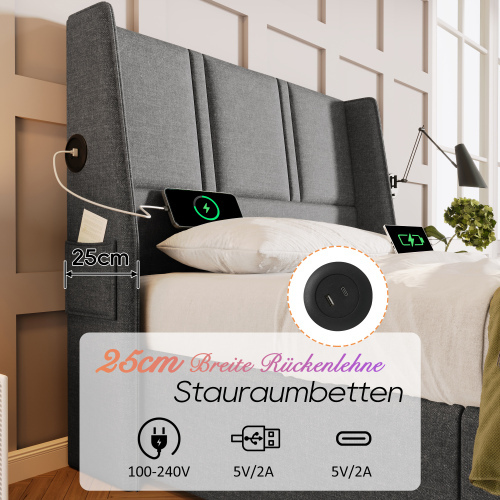 Hydraulisches Polsterbett mit Holzlattenrahmen-OKWISH