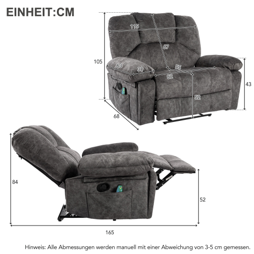 Extra breiter Massagesessel mit manueller Press- und Heizfunktion-OKWISH