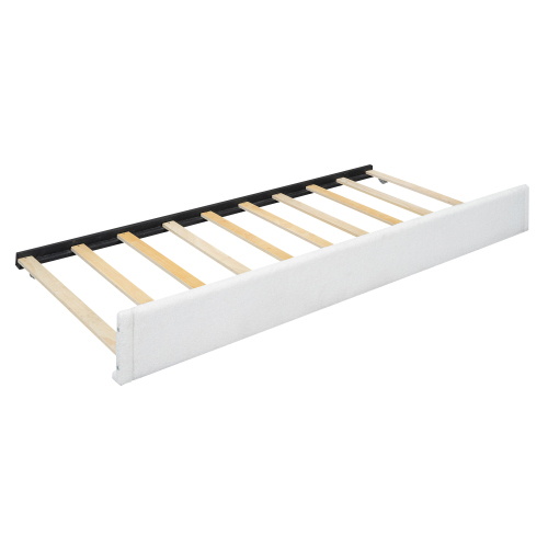 Flachbett, gepolstert, mit praktischem ausziehbares Rollbett, minimalistische Formgebung