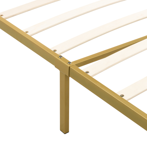 Eisenrahmenbett, Flachbett, wolkenähnliches Kopfteil, goldener Rahmen, minimalistisches Design