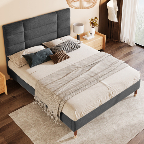 Gepolstertes Doppelbett mit Bettkasten-Lattenrost-OKWISH