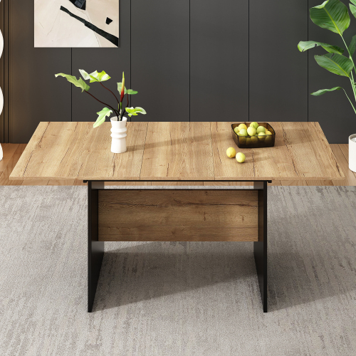Ausziehbarer Esstisch im natürlichen, minimalistischen Stil-OKWISH