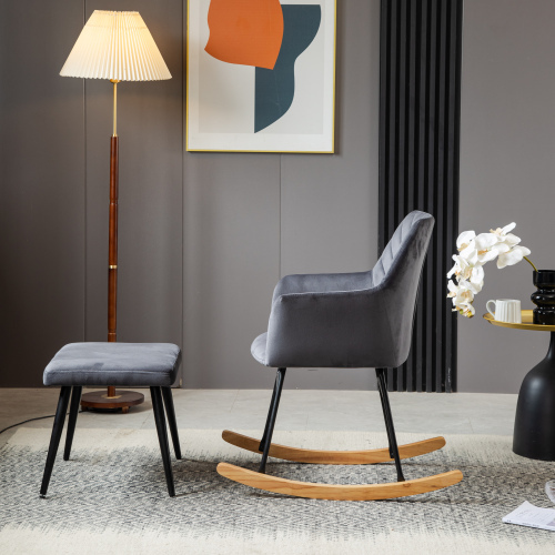 Stabiler Loungesessel mit Gestell aus Gummibaumholz und Pedalen-OKWISH