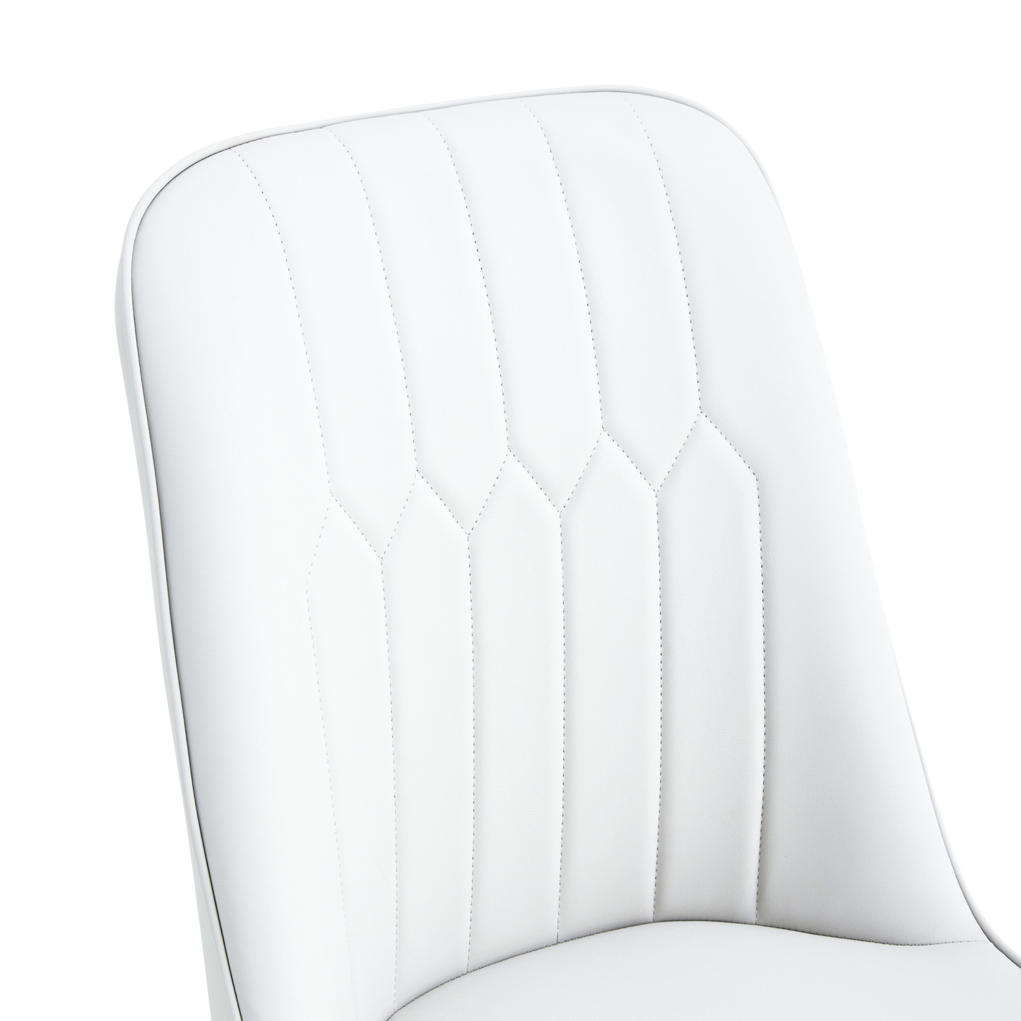 OKWISH White PU Dining Chairs Set with Black Metal Legs