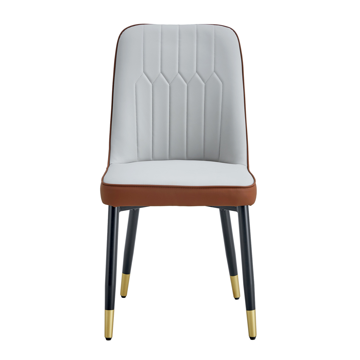 OKWISH Set of 2 Dining Chairs in Two-Tone PU Leather