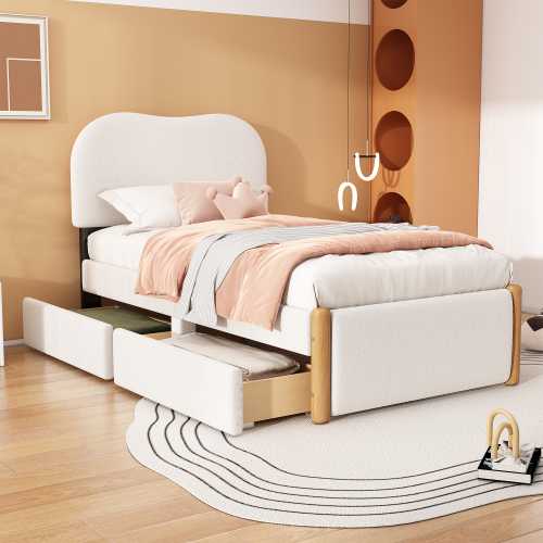 Gepolstertes Kinderbettbrett mit zwei Schubladen-OKWISH