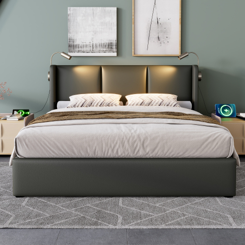 Hydraulisches Doppelbett aus PU-Material-OKWISH