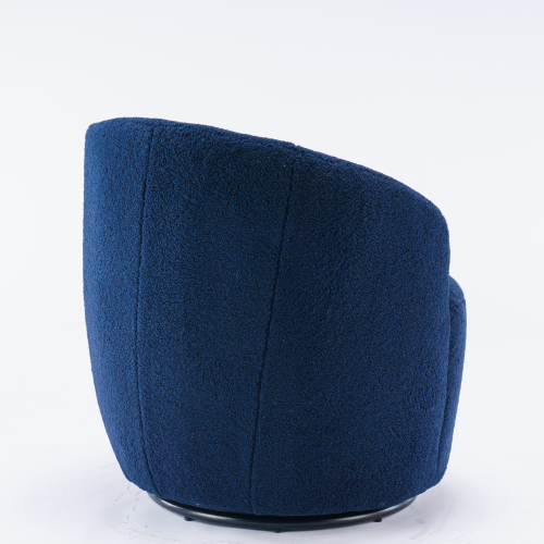 Soft Teddy Fabric Swivel Accent Armchair Barrel Chair With Black Powder Coating Metal Ring
