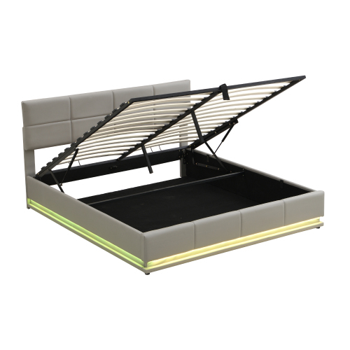 Polsterbett mit LED-Beleuchtung-OKWISH
