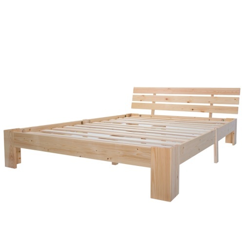 Doppelbett aus massivem Kiefernholz-OKWISH
