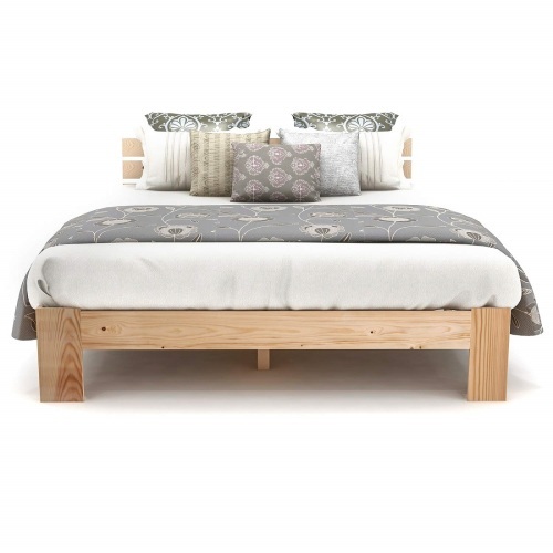 Doppelbett aus massivem Kiefernholz-OKWISH