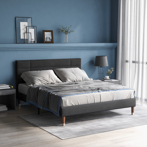 Gepolstertes Doppelbett mit Bettkasten-Lattenrost-OKWISH
