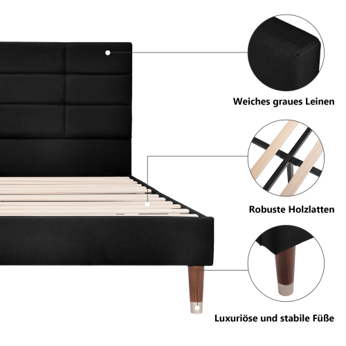Gepolstertes Doppelbett mit Bettkasten-Lattenrost-OKWISH