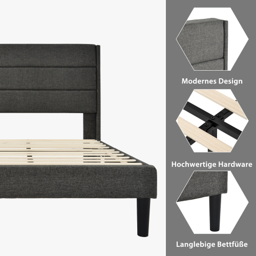 Doppelbett mit Samtstoff bezogen-OKWISH