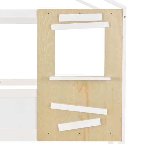 Hausbett, Kinderbett, mit Treppe und Fenster, mit Lattenrost, Treppe mit 3 Schubladen, (90x200 cm) 