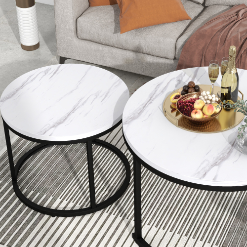 Runder Couchtisch 2er Set Couchtisch Wohnzimmer runder geschachtelter Beistelltisch 2 Runder Beistelltisch