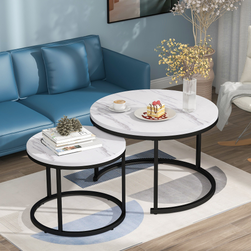 Runder Couchtisch 2er Set Couchtisch Wohnzimmer runder geschachtelter Beistelltisch 2 Runder Beistelltisch