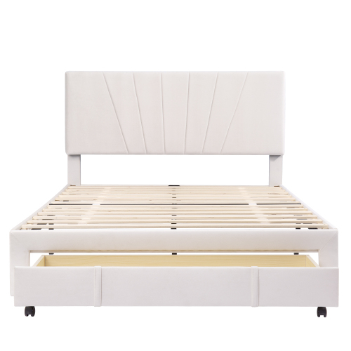 Gepolstertes Doppelbett mit Rückenlehne und großen Schubladen-OKWISH