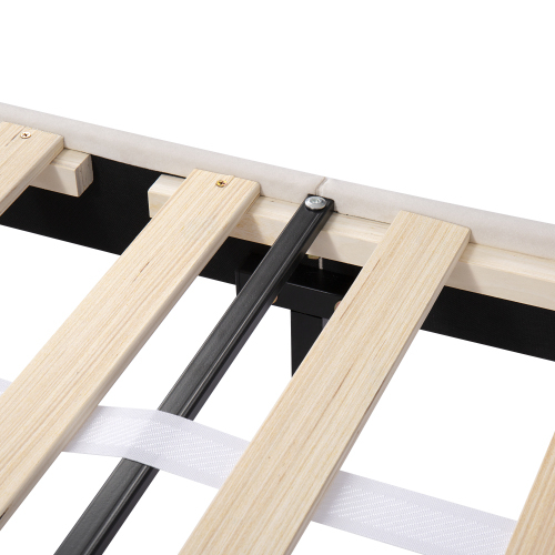 Gepolstertes Doppelbett mit Rückenlehne und großen Schubladen-OKWISH