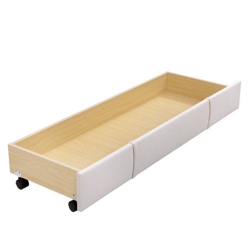 Gepolstertes Doppelbett mit Rückenlehne und großen Schubladen-OKWISH