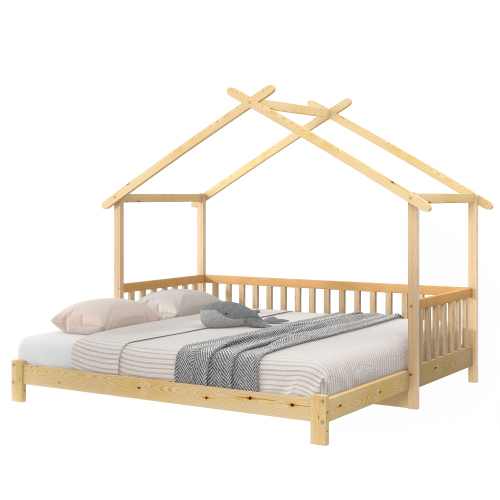 Erweiterbares Baumhausbett, Hausbett, Kinderbett, Tagesbett, (90x200cm)