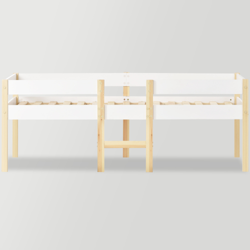 Bett Kinderbett mit Rausfallschutz, Kiefer-Vollholz