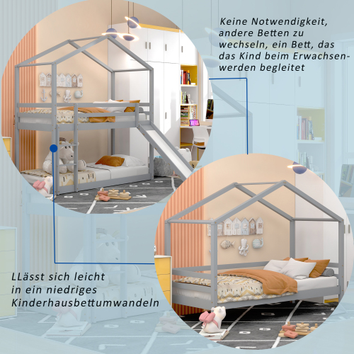 Etagenbettgestell aus Massivholz mit Lattenrost-OKWISH