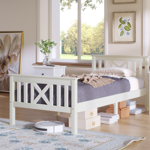 Mit Lattenrost Holzbett mit Kopfteil - Massivholz Kinderbett Jugendbett Kiefer massiv
