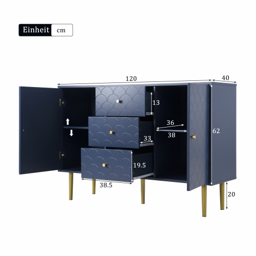 Stilvolle und schlichte Kommode in Marineblau-OKWISH