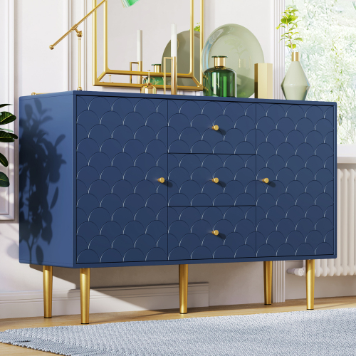 Stilvolle und schlichte Kommode in Marineblau-OKWISH