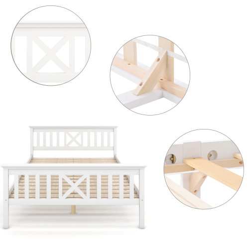 Mit Lattenrost Holzbett mit Kopfteil - Massivholz Kinderbett Jugendbett Kiefer massiv