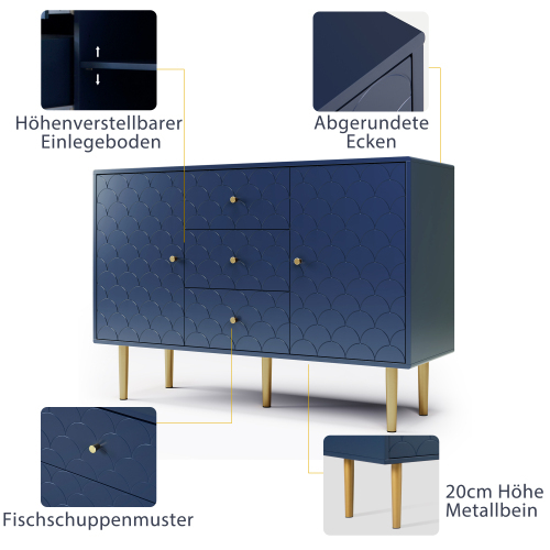 Stilvolle und schlichte Kommode in Marineblau-OKWISH