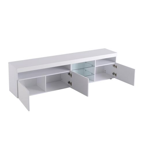 Weißer moderner TV-Schrank, helles Panel, variable LED-Beleuchtung, Wohn- und Esszimmer 180cm