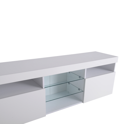 Weißer moderner TV-Schrank, helles Panel, variable LED-Beleuchtung, Wohn- und Esszimmer 180cm
