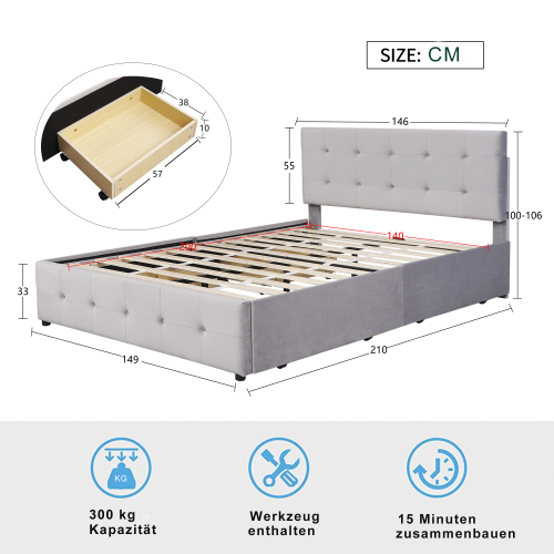 Hautfreundliches Doppelbett aus Samtstoff-OKWISH