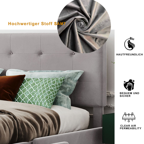 Hautfreundliches Doppelbett aus Samtstoff-OKWISH