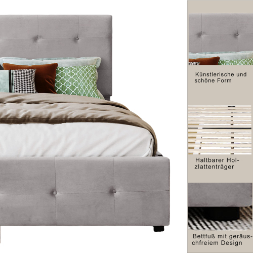 Hautfreundliches Doppelbett aus Samtstoff-OKWISH